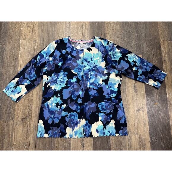 Isaac Mizrahi Live Floral Print Cardigan Size Large - Picture 1 of 6